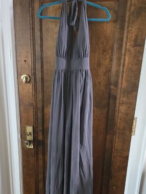 Azazie Gray Halter Maxi Dress